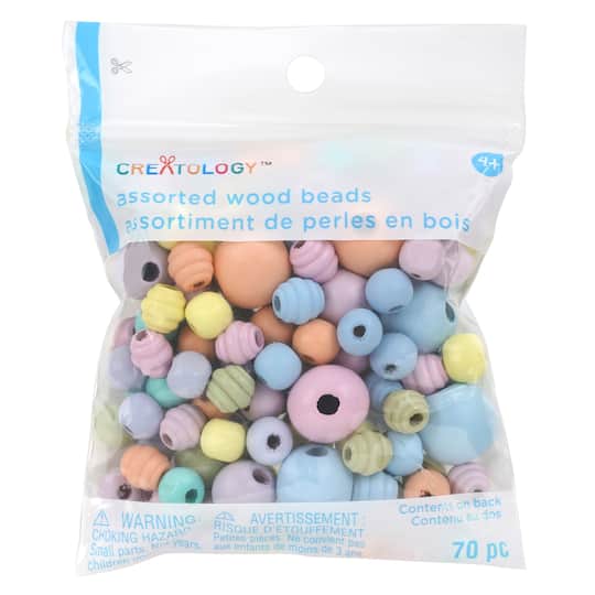 12 Packs: 70 ct. (840 total) Pastel Assorted Wood Beads by Creatology™